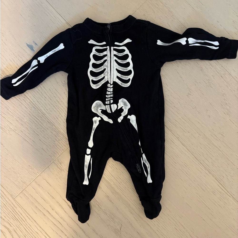 Skeleton Print Black Kids One Piece